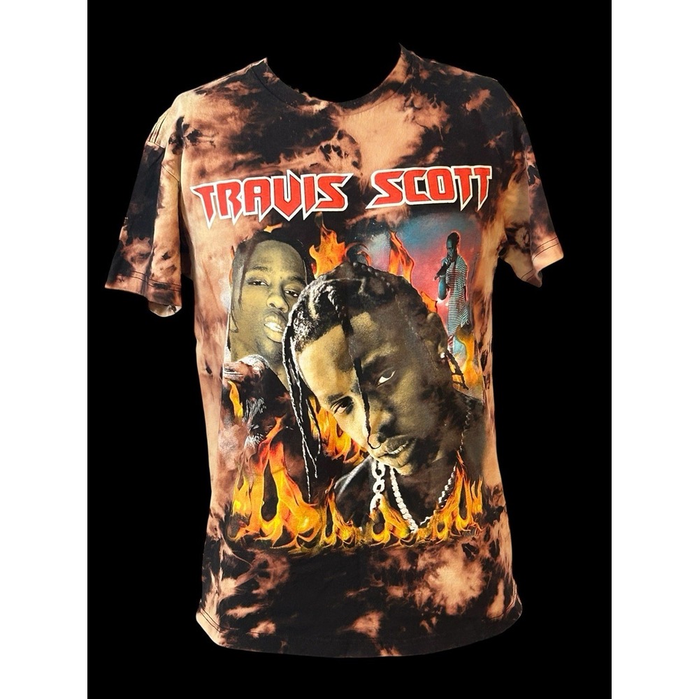 Travis Scott Tie Dye With Flames Men's‎ Medium T-Shirt
